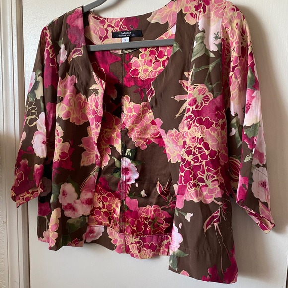 Haldora Rhinebeck New York Floral Print Button Front 3/4 Sleeve Top S - Picture 2 of 7